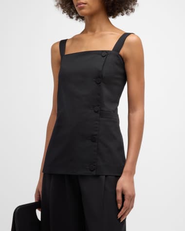 FABIANA FILIPPI Sleeveless Square-Neck Cotton Gabardine Top