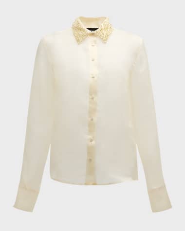FABIANA FILIPPI Beaded Sheer Silk Organza Shirt