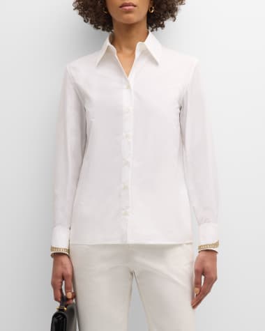FABIANA FILIPPI Embroidered Button-Down Cotton Poplin Shirt