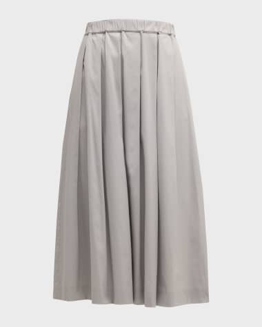 FABIANA FILIPPI Pleated A-Line Stretch Poplin Midi Skirt