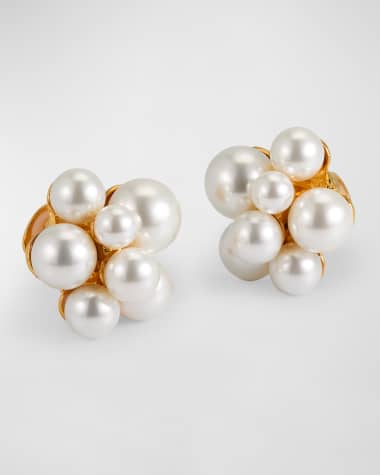 Kenneth Jay Lane Pearl Cluster Clip-On Earrings