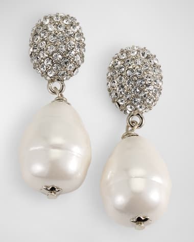 Kenneth Jay Lane White Baroque Pearl Earrings