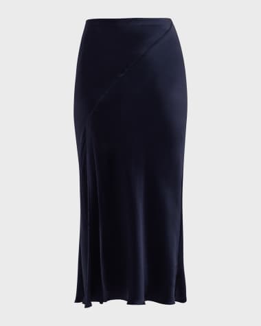 ATM Anthony Thomas Melillo Silk Charmeuse Bias Slit Midi Skirt