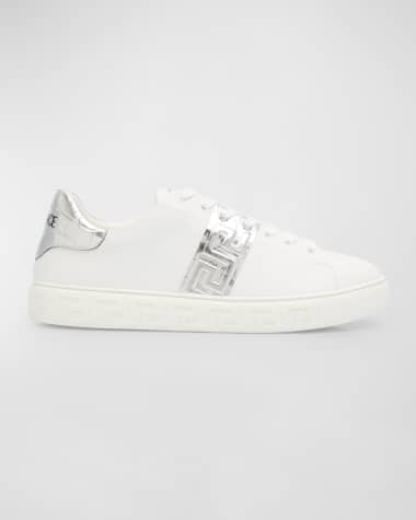 Versace Men's Croc-Effect Greca Leather Low-Top Sneakers