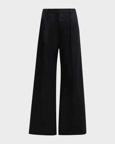 ARGENT Pleated High-Rise Wide-Leg Trousers