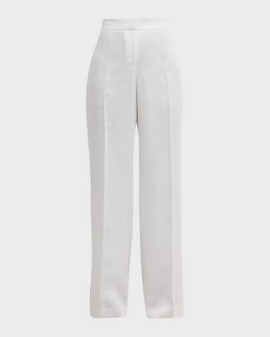 Lafayette 148 New York Sullivan Straight-Leg Crochet-Trim Pants