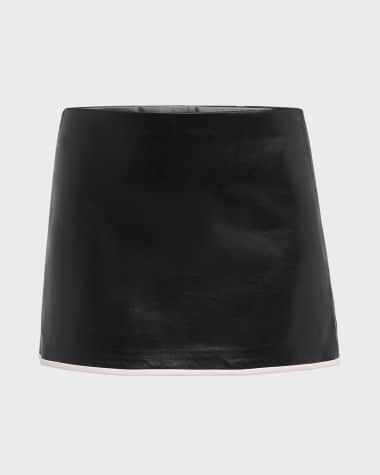 Alice + Olivia Rubi Contrast-Trim Vegan Leather Mini Skirt