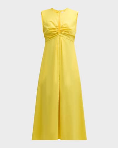 Mantu Sleeveless Pleated Cotton Midi Dress