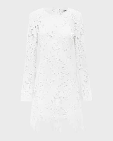 LEO LIN Selena Crochet Bell-Sleeve Mini Dress