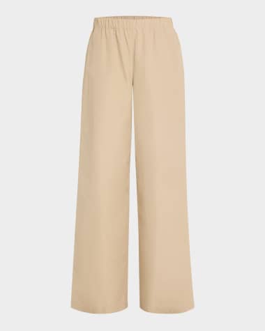 Lafayette 148 New York Riverside Wide-Leg Organic Cotton Poplin Pants