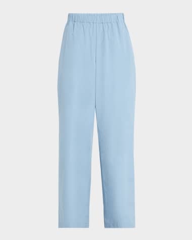 Lafayette 148 New York Riverside Wide-Leg Organic Cotton Poplin Pants