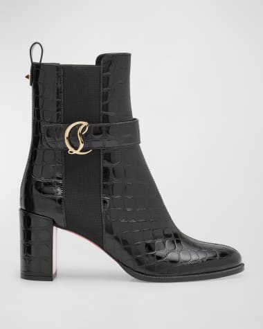 Christian Louboutin Croco Chelsea Red Sole Booties