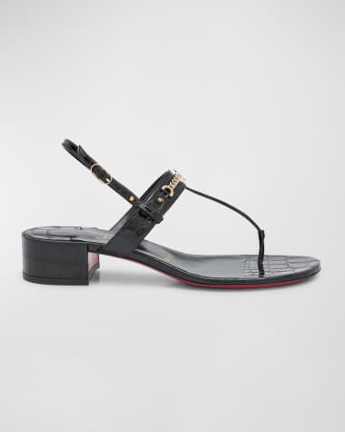 Christian Louboutin Leather Chain Red Sole Slingback Sandals