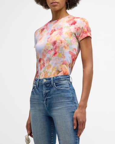 L'Agence Ressi Short-Sleeve Floral Tee
