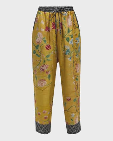 Pierre-Louis Mascia Cropped High-Rise Floral-Print Silk Pants