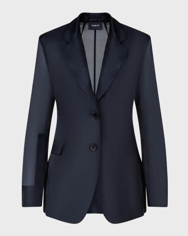 Akris Taddeo Sheer Silk Gauze Tailored Blazer Jacket