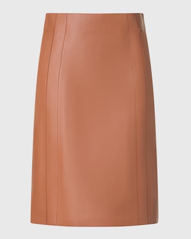 Akris Lambskin Leather Short Pencil Skirt
