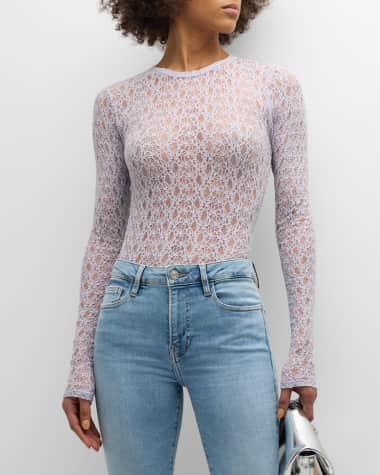 FRAME Long-Sleeve Mesh Top