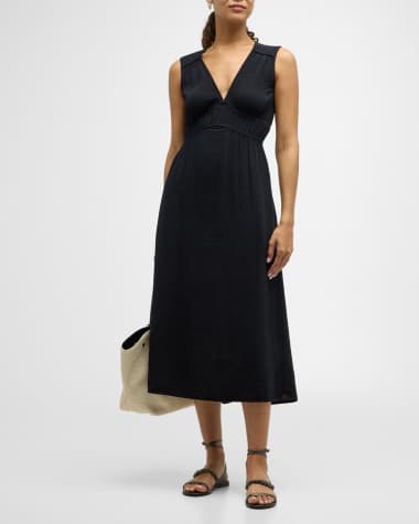 BRANDON MAXWELL SIDE DRAPE JERSEY BLACK MIDI DRESS sz 2