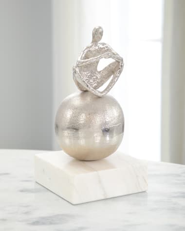 John-Richard Collection Meditation Sculpture on Marble, Nickle