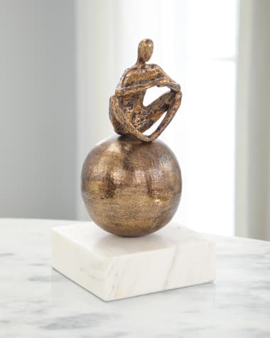 John-Richard Collection Meditation Sculpture on Marble, Nickle