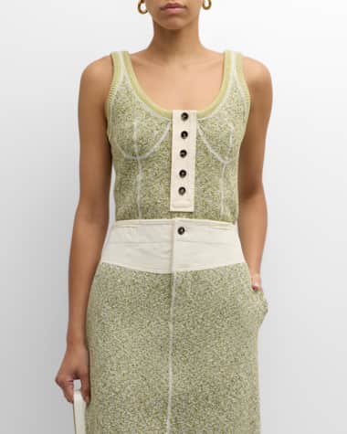 Bottega Veneta Knotted Mouline Cotton Jersey Tank Top