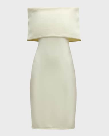 Bottega Veneta Textured Nylon Off-Shoulder Midi Dress