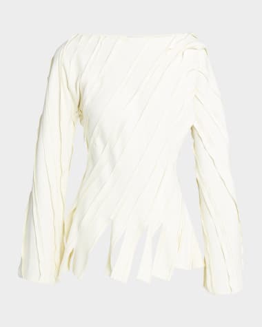 Bottega Veneta Fluid Stretch Striped Cutaway Top