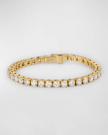 Neiman Marcus Diamonds 18K Yellow Gold Round GH/SI Diamond Tennis Bracelet, 14.04tcw, 7"L