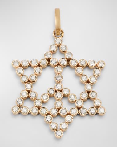 Siena Jewelry 14K Gold Large Star of David Peace Diamond Charm