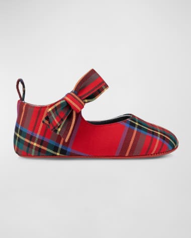 Christian Louboutin Girl's Tartan-Print Ballerina Flats, Baby