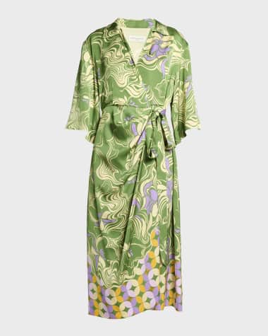 Dries Van Noten Dakola Printed Wrap Midi Dress