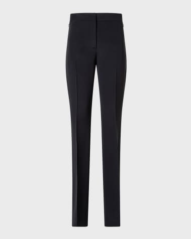 Akris Carl Mid-Rise Silk Crepe Straight-Leg Pants