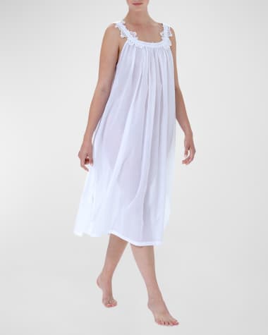 Celestine Ronya-1 Ruched Lace-Trim Cotton Nightgown