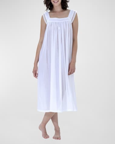 Celestine Mia Square-Neck Lace-Trim Cotton Nightgown