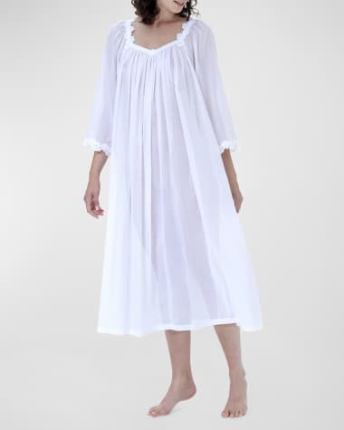 Celestine Coralie-3 Ruched Lace-Trim Cotton Nightgown