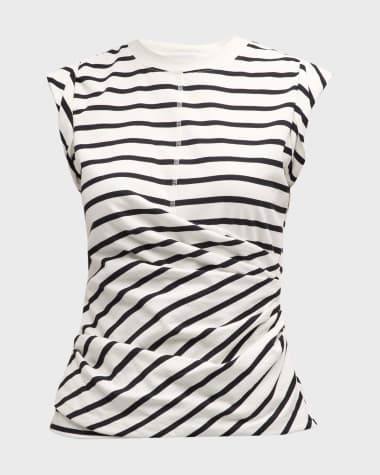 3.1 Phillip Lim Stripe Draped Jersey Top