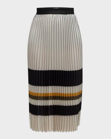 Le Superbe Pleated Stripe Midi Skirt