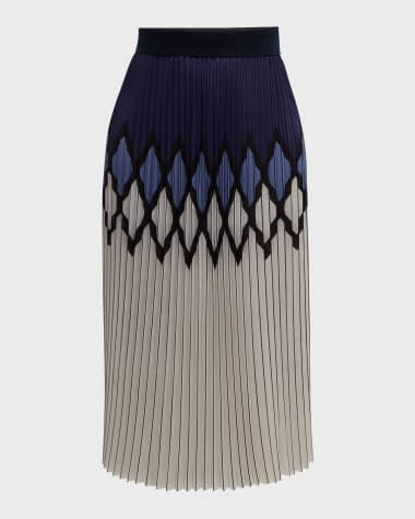 Le Superbe Pleated Diamond Midi Skirt