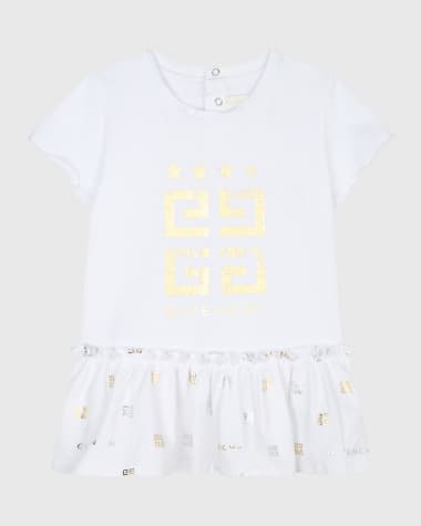 Givenchy Girl's Metallic Logo 4G Short-Sleeve Dress, Size 12M-3