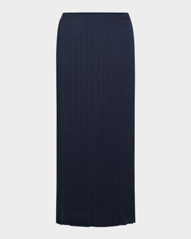 Vince Pleated Straight Pull-On Midi Skirt