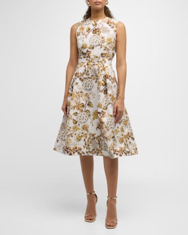 Mary Katrantzou Hepburn Floral-Print Sleeveless Fit-&-Flare Dress