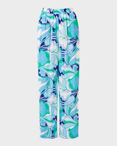 Melissa Odabash Olivia Floral Straight-Leg Pants