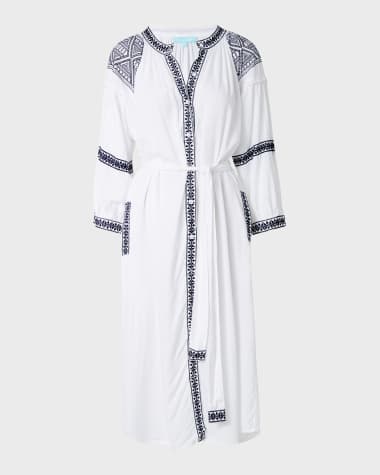 Melissa Odabash Ally Embroidered-Trim Shirtdress