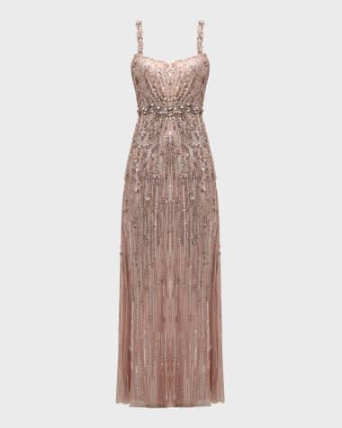Jenny Packham Bright Gem Embellished Sleeveless A-Line Gown