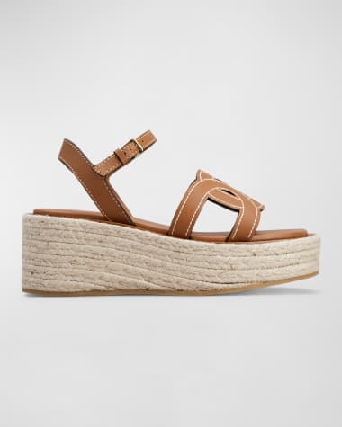 Tod's Leather Chain Flatform Espadrille Sandals