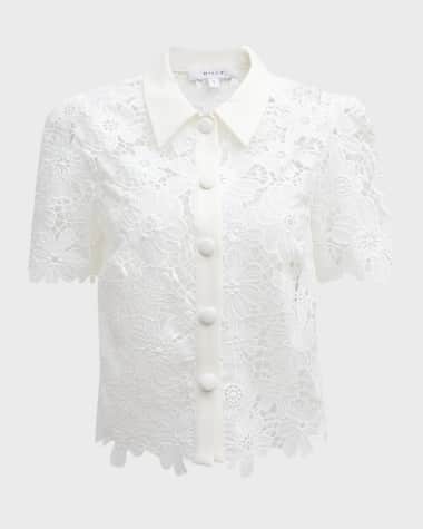 Milly Addison Roja Cropped Floral Lace Top