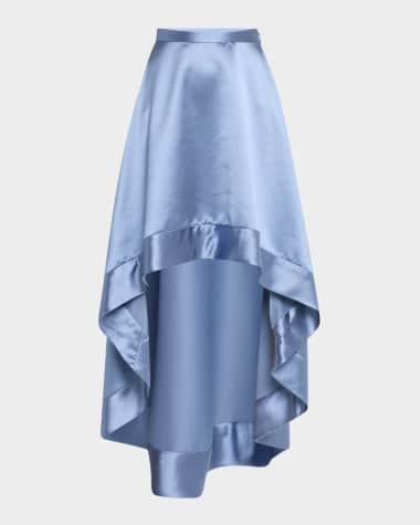 Cynthia Rowley High-Low A-Line Satin Maxi Skirt