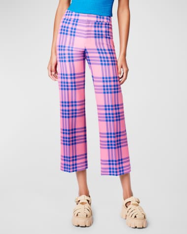 Smythe Cropped Cotton Plaid Flood Pants