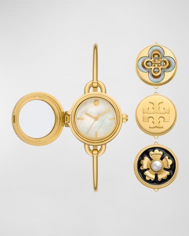 Tory Burch Miller Bangle Watch Set with Charms, Gold-Tone Stainless Steel